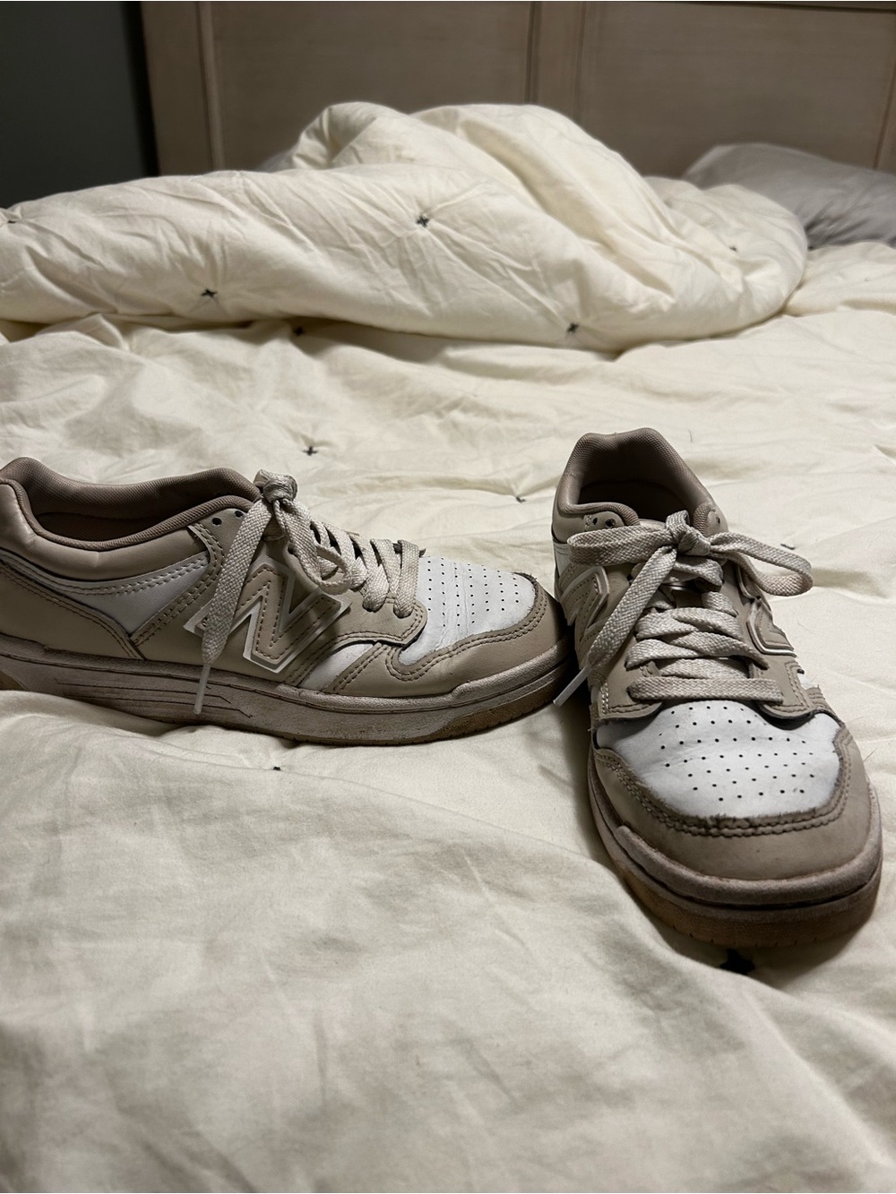 New Balance Men’s Low-Top Sneakers in Beige and White